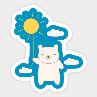 Cute Polar Bear In Summer T-Shirt Sticker